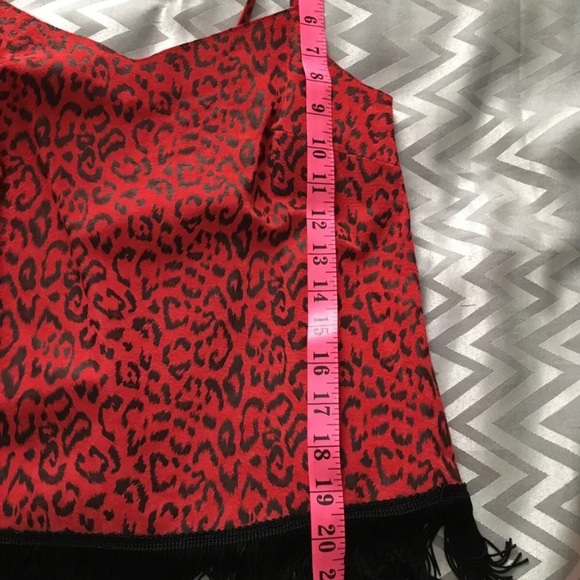 ASOS Red leather animal print fringe cami - Picture 3 of 5